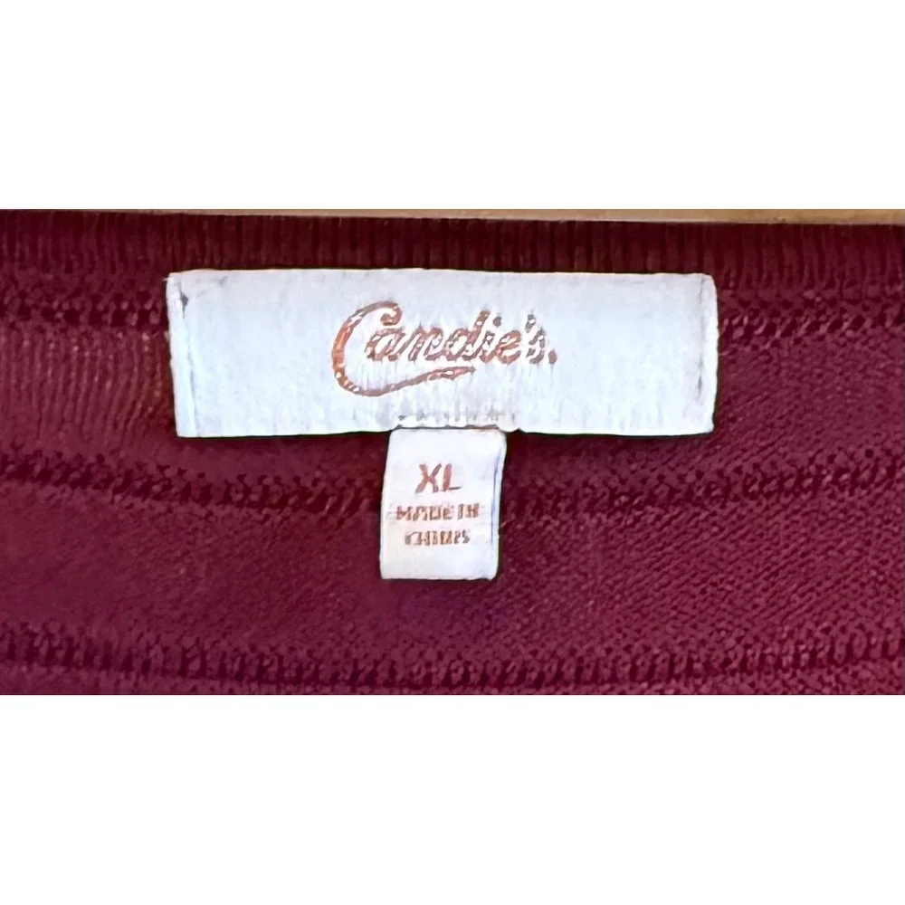 Candies Maroon/Black‎ Juniors XL Y2K Fit and Flare Lace Up 3/4 Sleeve Knit Dress